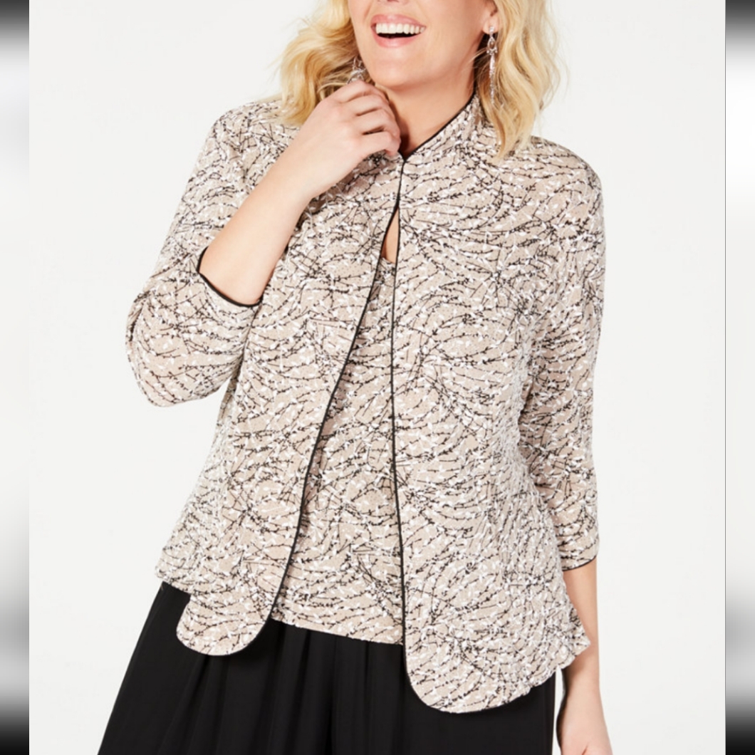 Printed Mandarin Jacket Top Set. Nwt